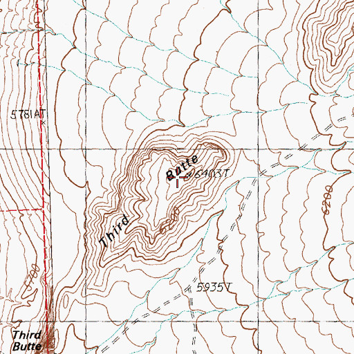 Topographic Map of Third Butte, NV