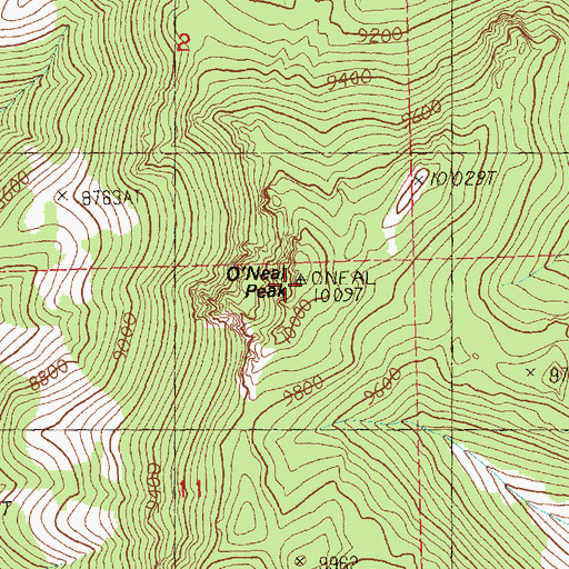 Topographic Map of O'Neal Peak, NV
