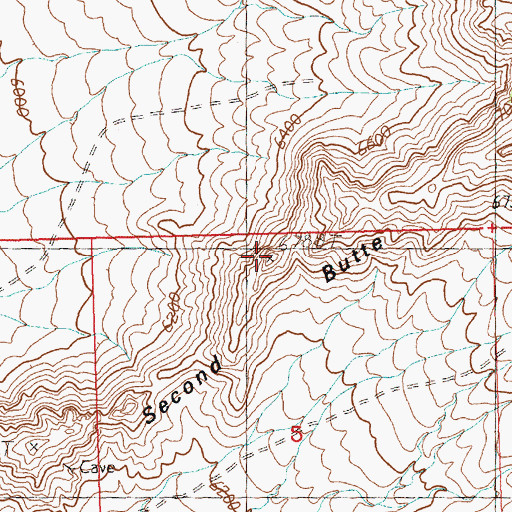 Topographic Map of Second Butte, NV
