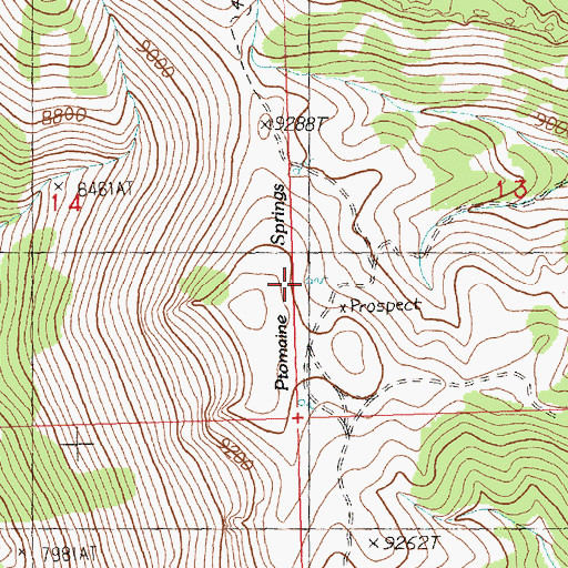 Topographic Map of Ptomaine Springs, NV