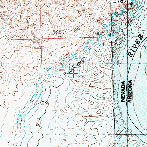 Topographic Map of Powell Bay, NV