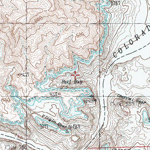 Topographic Map of Reef Bay, NV