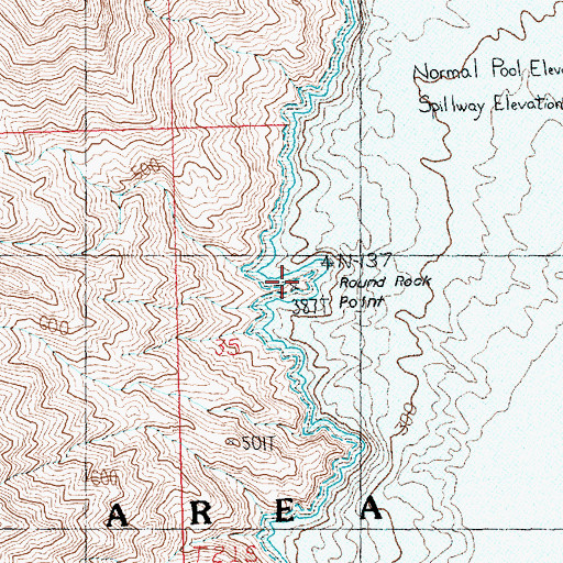 Topographic Map of Round Rock Point, NV