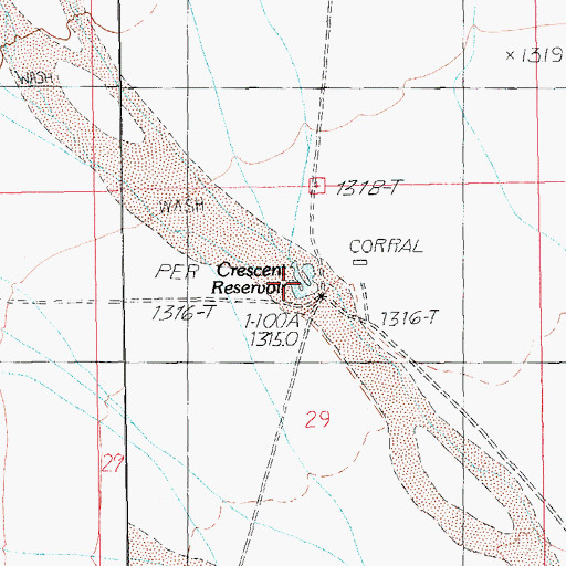 Topographic Map of Crescent Reservoir, NV