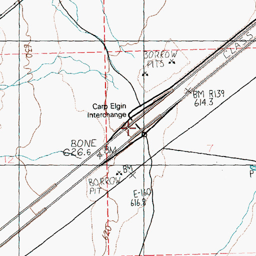 Topographic Map of Carp Elgin Interchange, NV