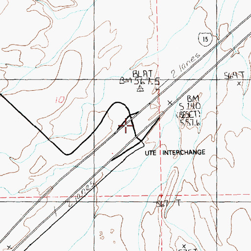 Topographic Map of Ute Interchange, NV