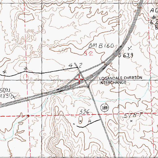 Topographic Map of Logandale Overton Interchange, NV