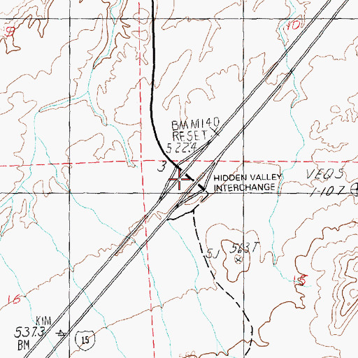 Topographic Map of Hidden Valley Interchange, NV
