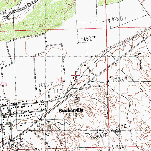 Topographic Map of Bunkerville Ditch, NV