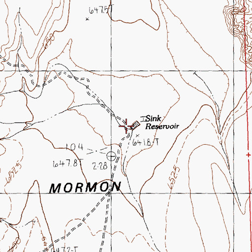 Topographic Map of Sink Reservoir, NV