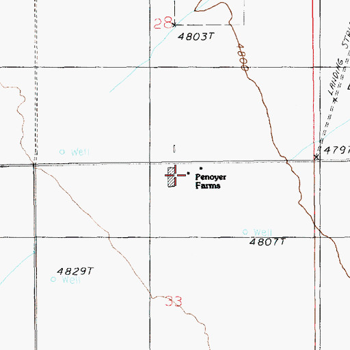 Topographic Map of Penoyer Farms, NV