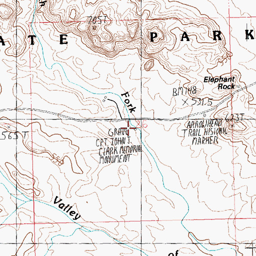Topographic Map of Captain John J Clark Memorial Monument, NV