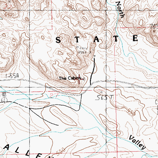 Topographic Map of The Cabins, NV