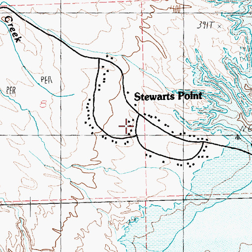Topographic Map of Stewarts Point, NV