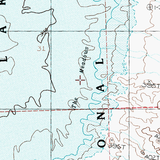 Topographic Map of The Meadows, NV