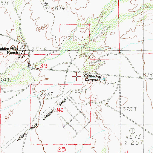 Topographic Map of Cathedral Canyon, NV