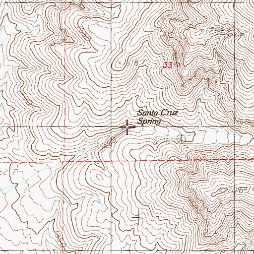 Topographic Map of Santa Cruz Spring, NV