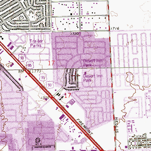 Topographic Map of Desert Inn Park, NV