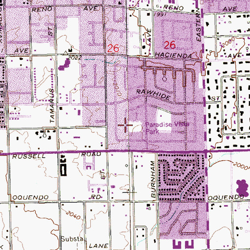 Topographic Map of Paradise Vista Park, NV
