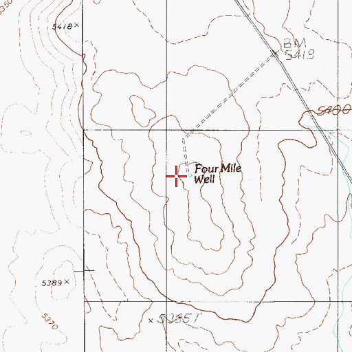 Topographic Map of Four Mile Well, NV