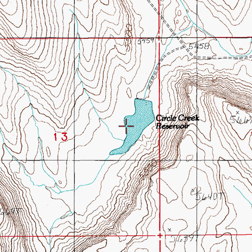 Topographic Map of Circle Creek Reservoir, NV
