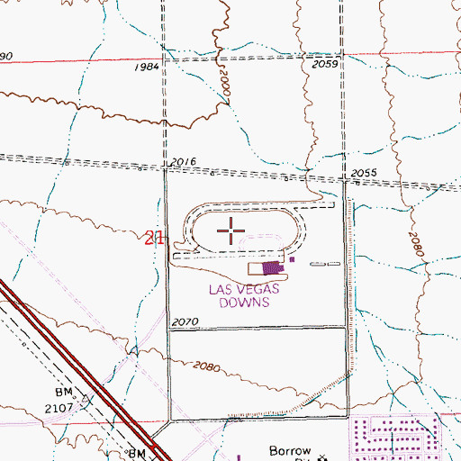 Topographic Map of Las Vegas Downs, NV