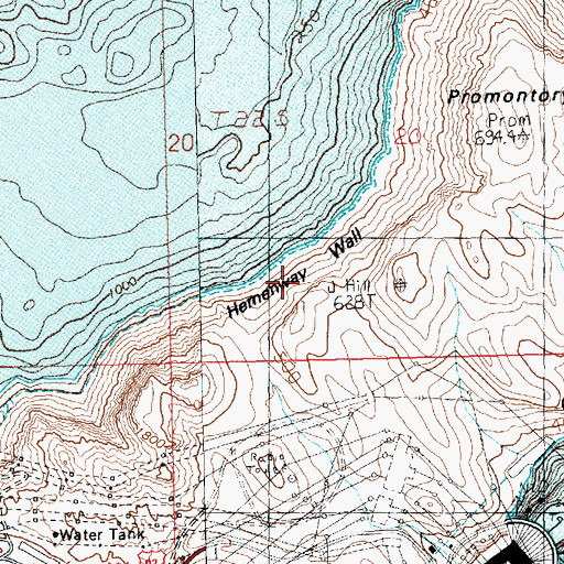 Topographic Map of Hemenway Wall, NV