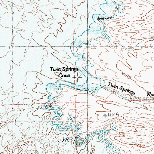Topographic Map of Twin Springs Cove, NV