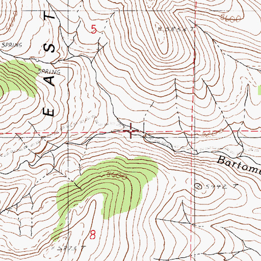 Topographic Map of Bartomes Creek, NV