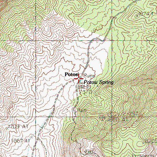 Topographic Map of Potosi (historical), NV
