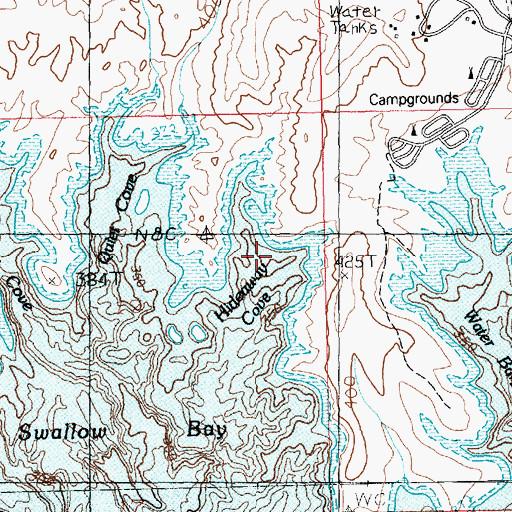 Topographic Map of Hideaway Cove, NV