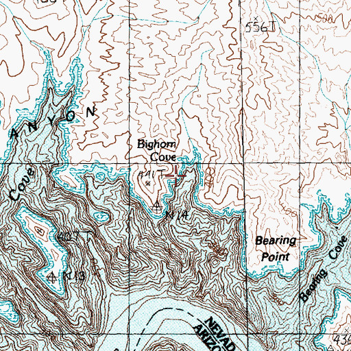 Topographic Map of Bighorn Cove, NV