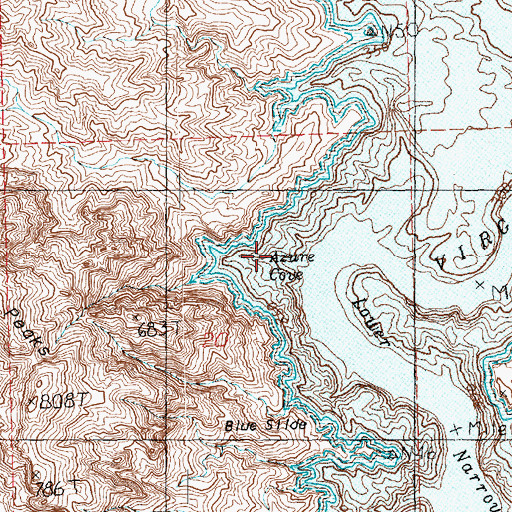 Topographic Map of Azure Cove, NV