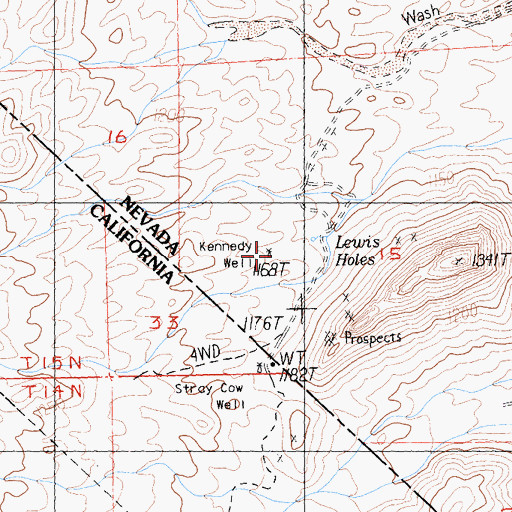 Topographic Map of Kennedy Well, NV