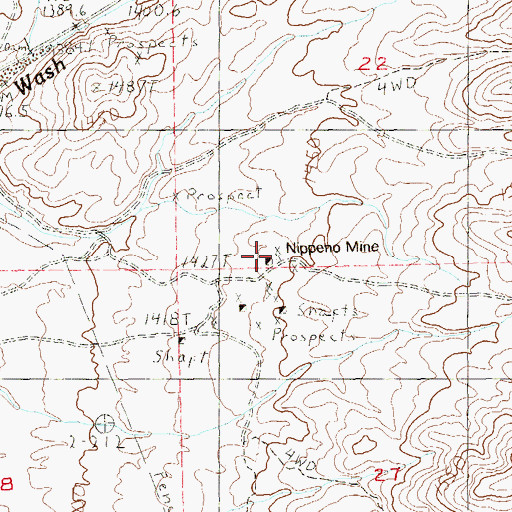 Topographic Map of Nippeno Mine, NV