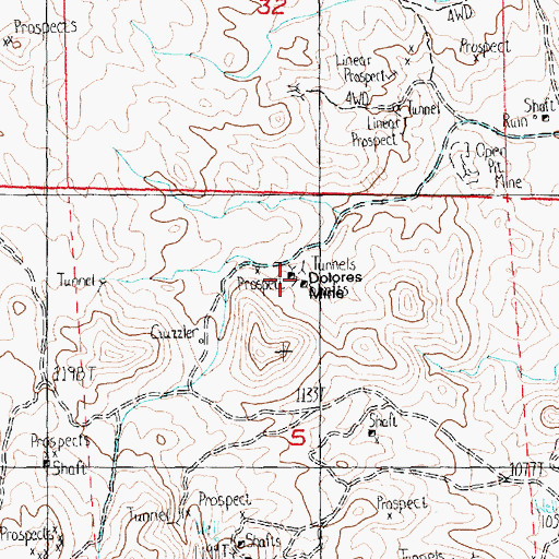 Topographic Map of Dolores Mine, NV