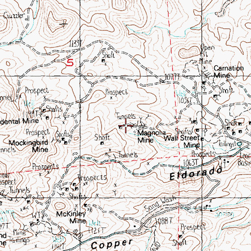 Topographic Map of Magnolia Mine, NV