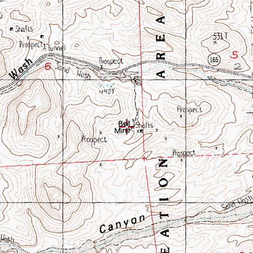 Topographic Map of Bell Mine, NV
