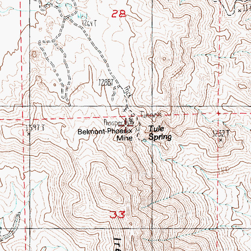 Topographic Map of Belmont-Phoenix Mine, NV