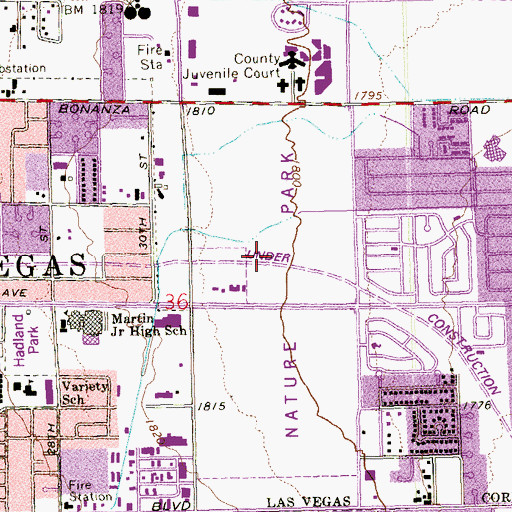 Topographic Map of Nature Park, NV