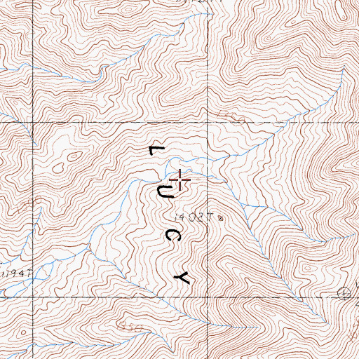 Topographic Map of Lucy Gray Mountains, NV