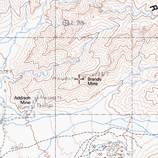 Topographic Map of Brandy Mine, NV