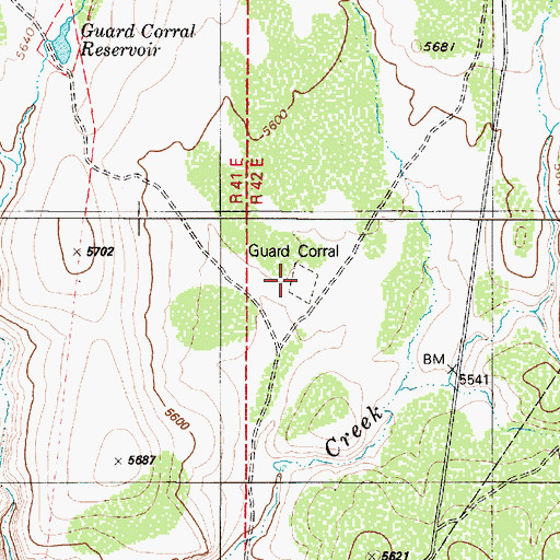 Topographic Map of Guard Corral, NV