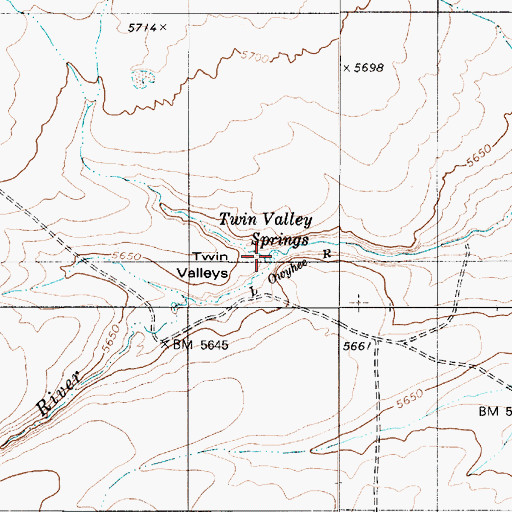 Topographic Map of Twin Valley Springs, NV