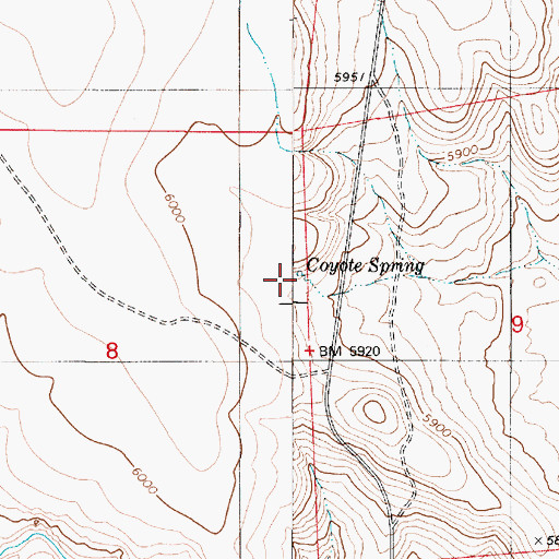 Topographic Map of Coyote Spring, NV