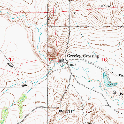 Topographic Map of Greeley Crossing, NV