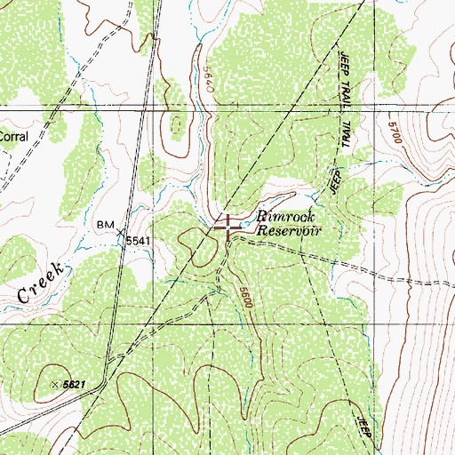 Topographic Map of Rimrock Reservoir, NV
