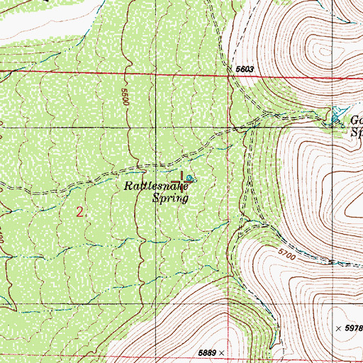 Topographic Map of Rattlesnake Spring, NV