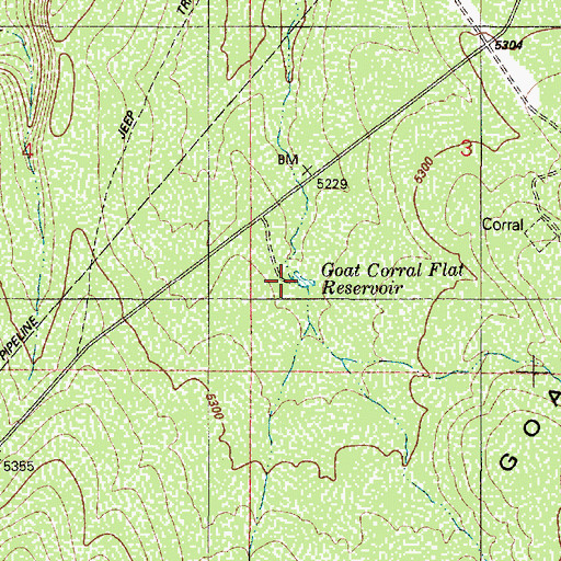 Topographic Map of Goat Corral Flat Reservoir, NV