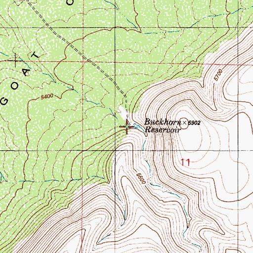 Topographic Map of Buckhorn Reservoir, NV